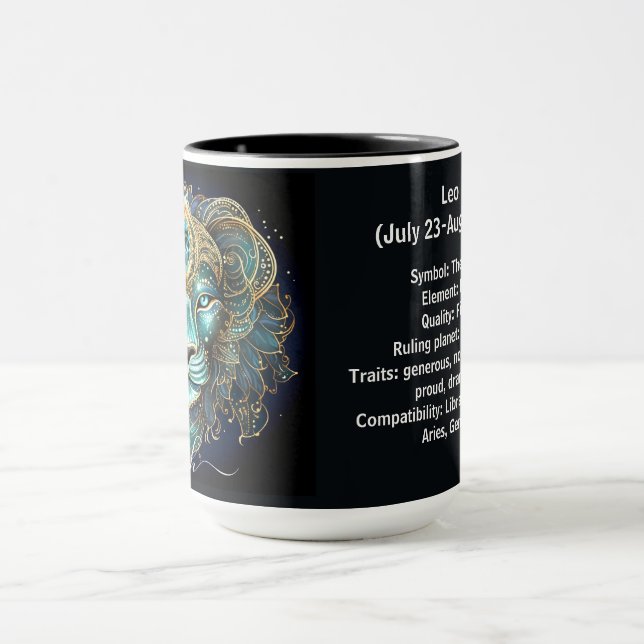 Löwe-Sternzeichen-Kunst für 23. Juli–22. August Tasse (Zentrum)
