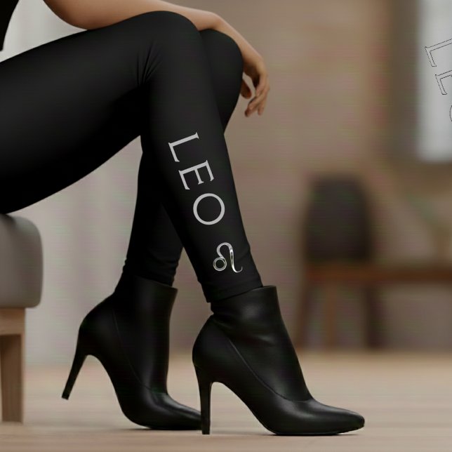 Löwe Sternzeichen Silber Schwarz Astrologie Geburt Leggings (Von Creator hochgeladen)