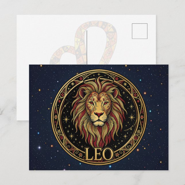 Löwe Sternzeichen Symbol Postkarte (Vorne/Hinten)