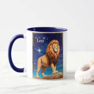 Löwe-Sternzeichen unter einem sternenklaren Himmel Tasse
