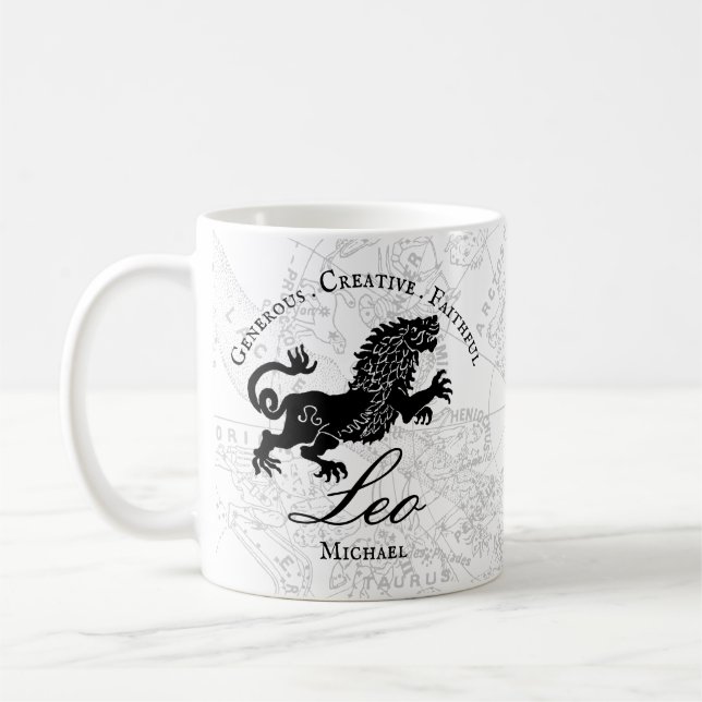 Löwe Sternzeichen Vintage Astrologie Custom  Kaffeetasse (Links)