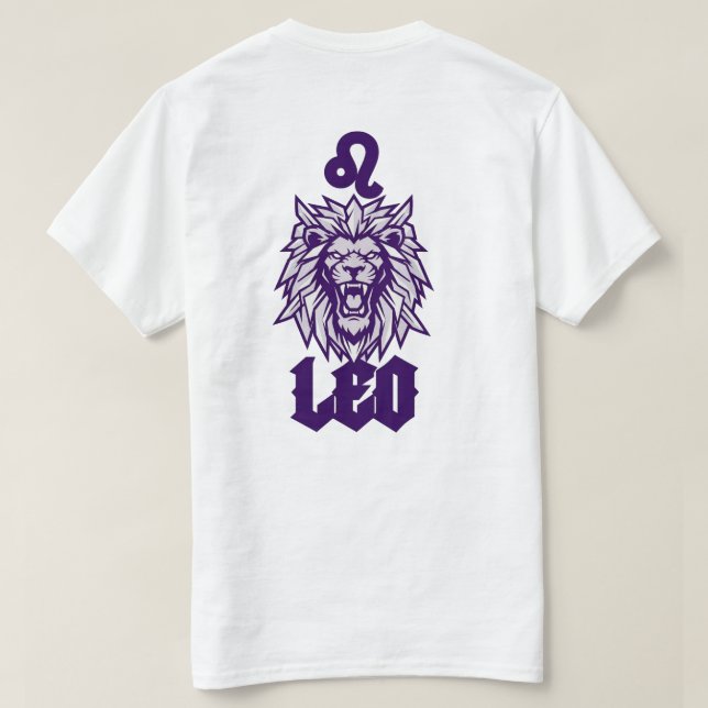 Löwe-Sternzeichen Violett Cyber-Maskottchen T-Shirt (Design Rückseite)