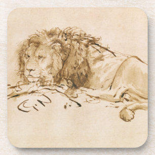 Löwe-Stillstehen (Feder auf Papier) Getränkeuntersetzer