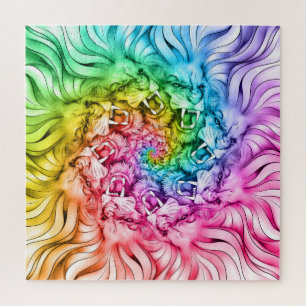 Löwe-Stolz-Mandala-Regenbogen-Strudel Puzzle