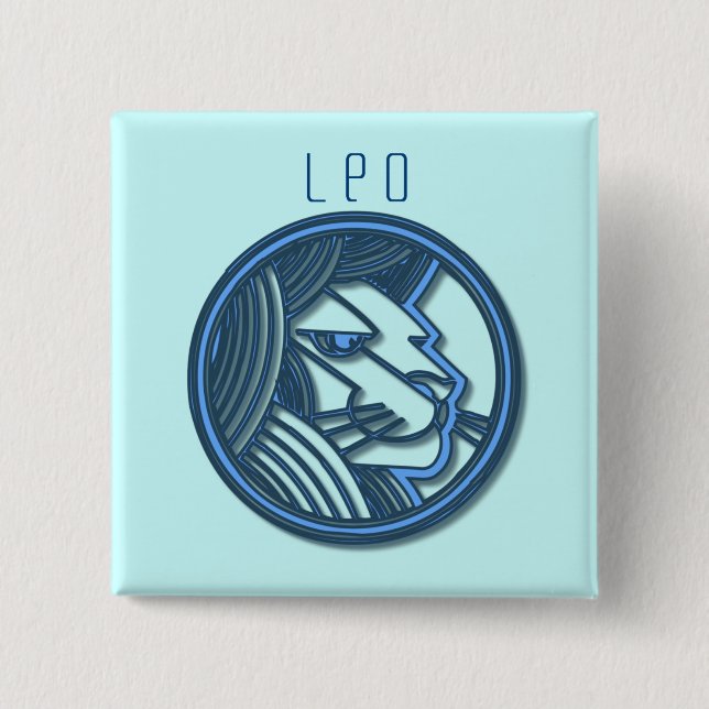 Löwe-Tierkreis-Quadrat-Button Button (Vorderseite)