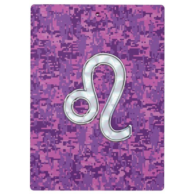 Löwe-Tierkreis-Zeichen auf pinkfarbener Klemmbrett (Rückseite)