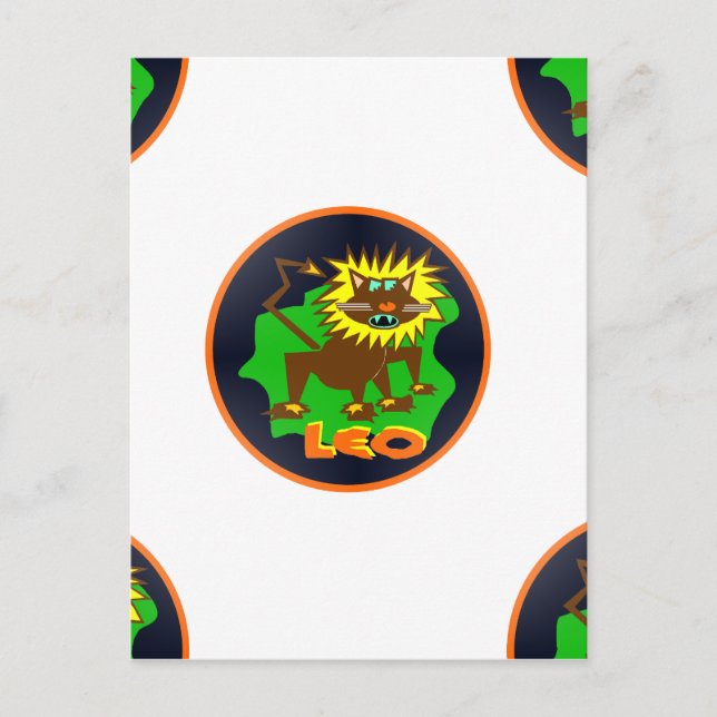 Löwe Tierkreiszeichen Postkarte (Vorderseite)