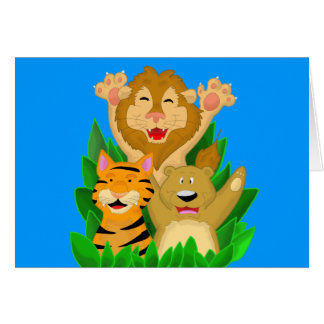 Löwe-Tiger-und Bärn-Cartoon-Karte