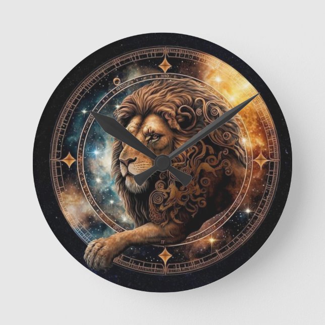 Löwe-Uhr Runde Wanduhr (Vorderseite)
