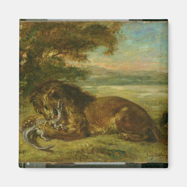 Löwe und Alligator, 1863 Magnet (Vorne)