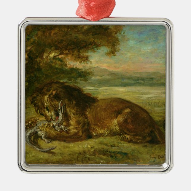 Löwe und Alligator, 1863 Silbernes Ornament (Vorne)