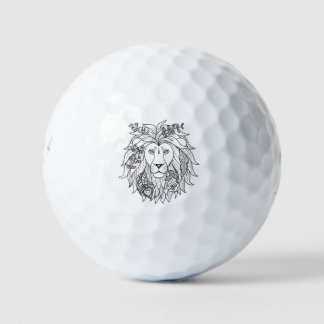 Löwe und Blume Doodle Golfball