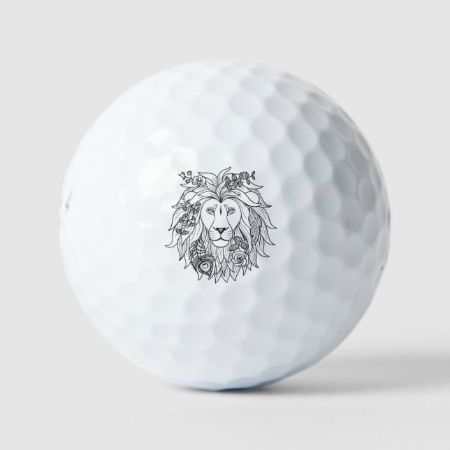 Löwe und Blume Doodle Golfball (Vorderseite)
