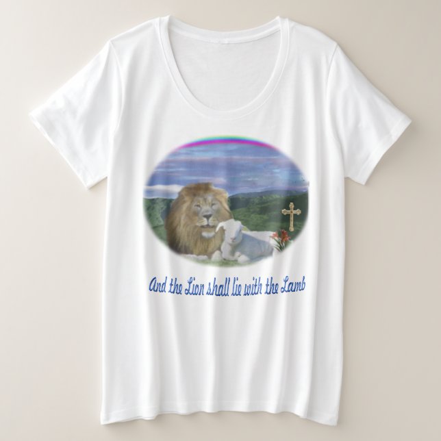 Löwe und das Lamm christlich Große Größe T-Shirt (Design vorne)