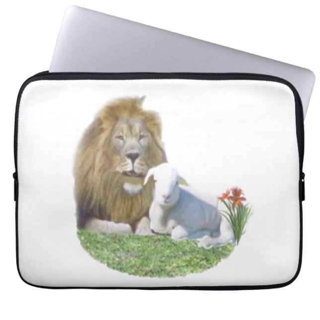Löwe und das Lamm Christliche Geschenke Laptopschutzhülle (Vorderseite)