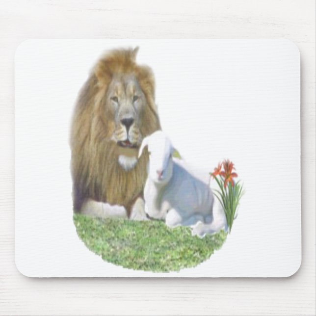 Löwe und das Lamm Christliche Geschenke Mousepad (Vorne)