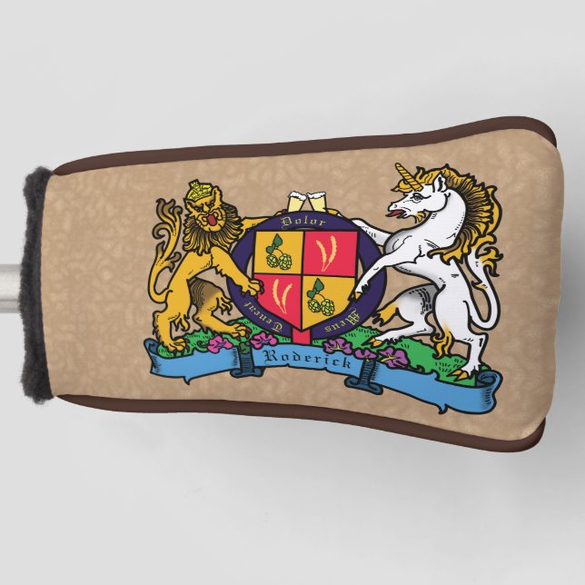 Löwe und Einhorn Rampant Bierdeckel Golf Headcover (Vorderseite)