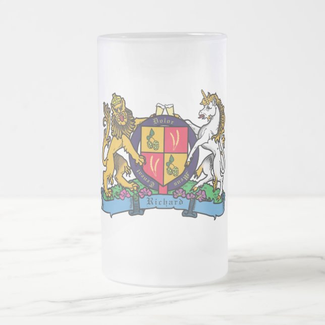 Löwe und Einhorn Rampant Bierdeckel Mattglas Bierglas (Mittel)