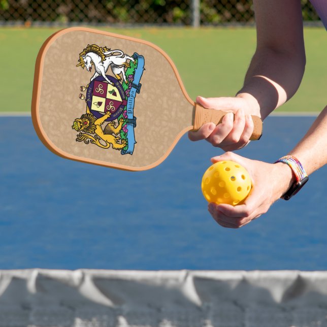 Löwe und Einhorn Rampant Wine Coat of Arms Pickleball Schläger (InSitu)