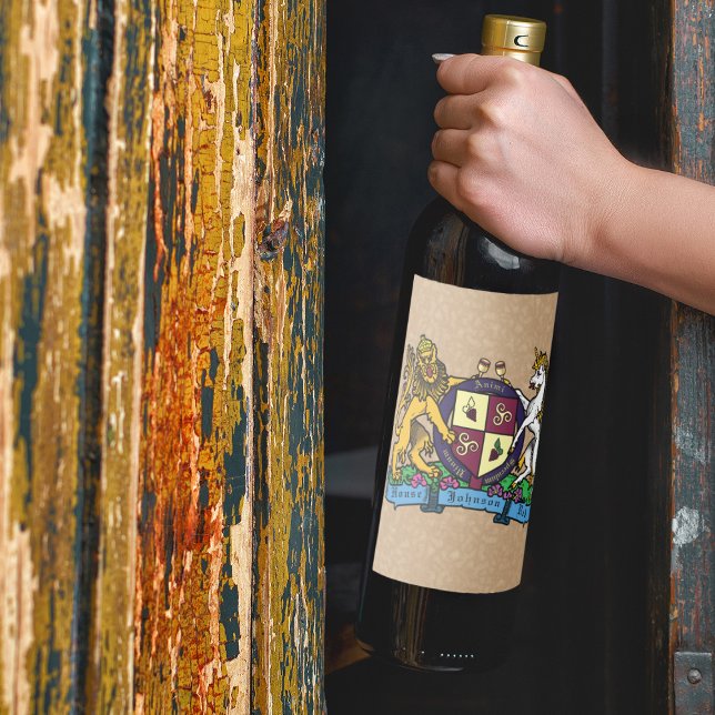 Löwe und Einhorn Rampant Wine Coat of Arms Weinetikett (Von Creator hochgeladen)