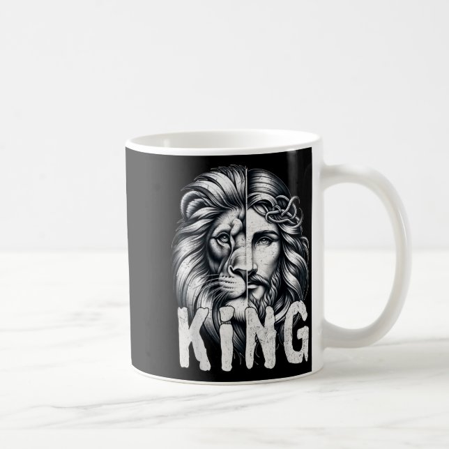 Löwe und Jesus König Christlicher Glaube Design  Kaffeetasse (Rechts)