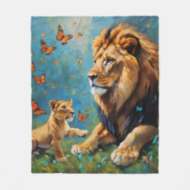 Löwe und Kübel Fleecedecke