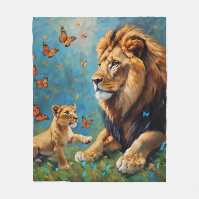 Löwe und Kübel Fleecedecke (Vorderseite)