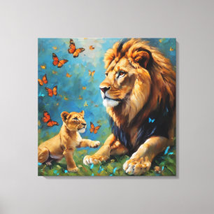 Löwe und Kübel Leinwanddruck