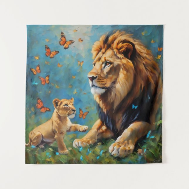 Löwe und Kübel Wandteppich (Vorderseite)