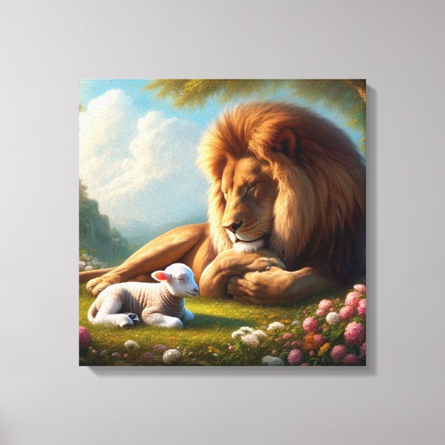 Löwe und Lamb Leinwanddruck (Vorderseite)