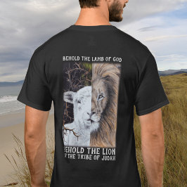 Löwe und Lamm, anpassbarer schwarzer T - Shirt