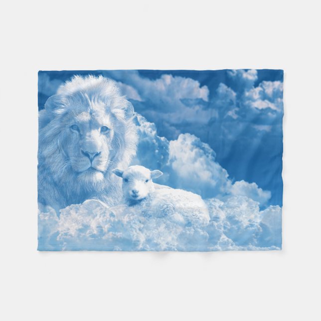 Löwe und Lamm in den Wolken Fleecedecke (Vorderseite (Horizontal))