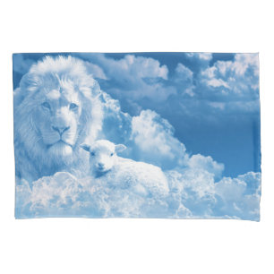 Löwe und Lamm in den Wolken Kissenbezug