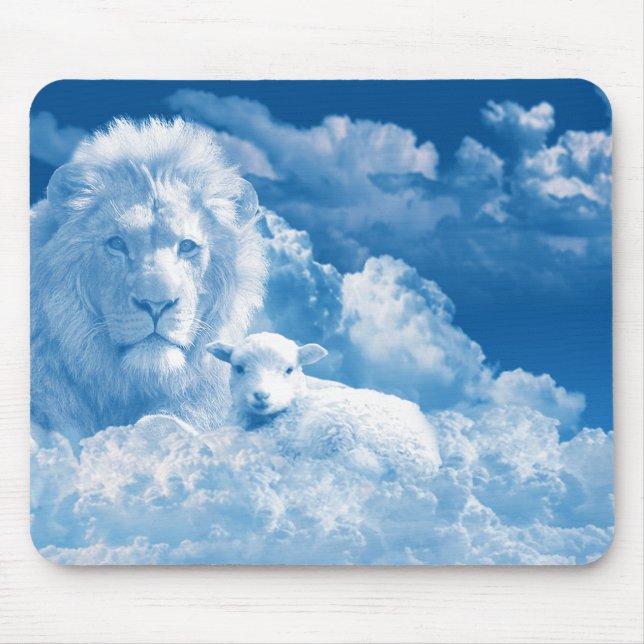 Löwe und Lamm in den Wolken Mousepad (Vorne)