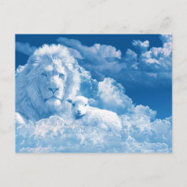 Löwe und Lamm in den Wolken Postkarte