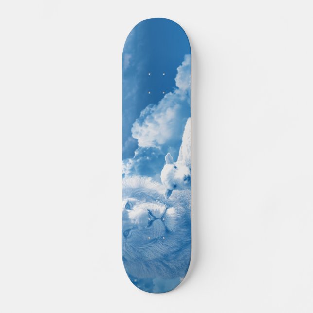 Löwe und Lamm in den Wolken Skateboard (Vorderseite)