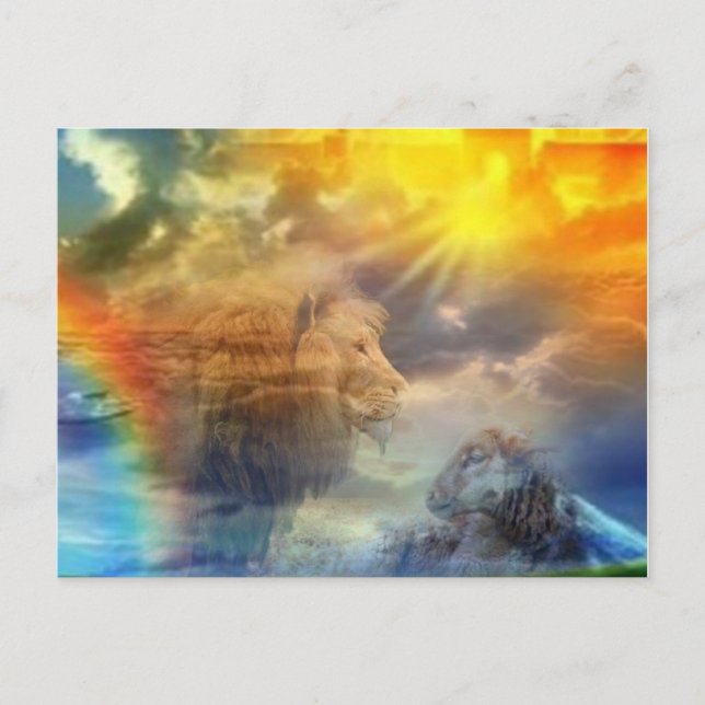 Löwe und Lamm in Himmelskarte Postkarte (Vorderseite)