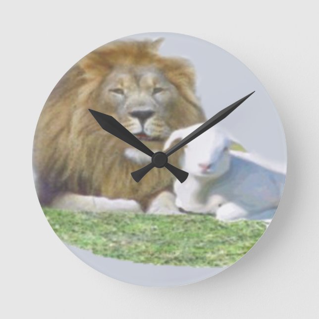Löwe und Lamm Runde Wanduhr (Vorderseite)