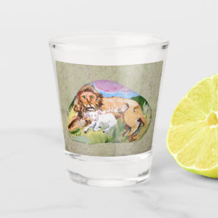 Löwe 🦁 und Lamm 🐑 Schnapsglas