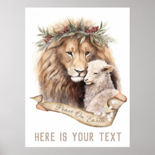Löwe und Lamm Weihnachtszeichen Poster