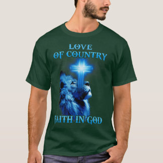 Löwe und Liebe des Glaubens des Landes an Gott Chr T-Shirt