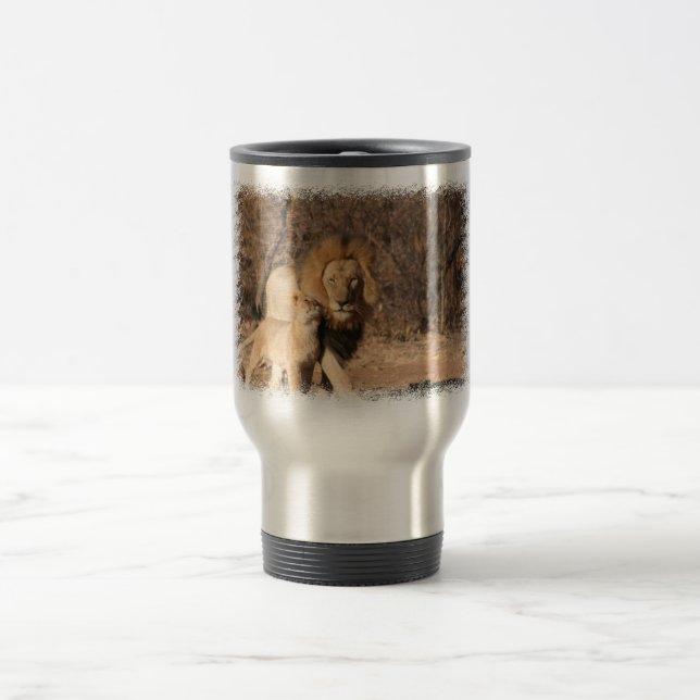 Löwe-und Löwe-CUB-Reise-Tasse Reisebecher (Mittel)