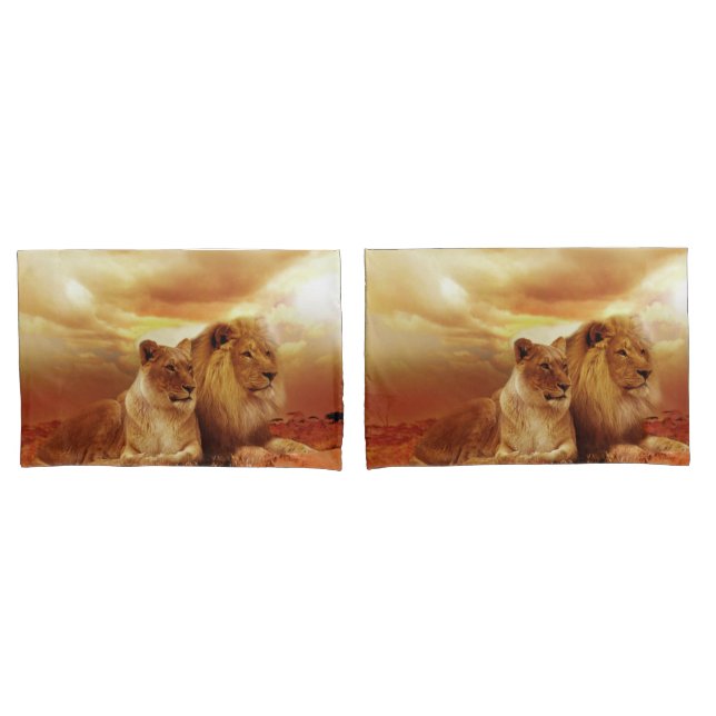 Löwe und Löwin Kissenbezug (Vorderseite-Set)