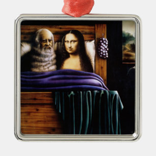 Löwe und Mona Silbernes Ornament
