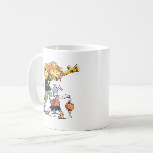 Löwe-und Schaf-Basketball Kaffeetasse (Vorderseite Links)