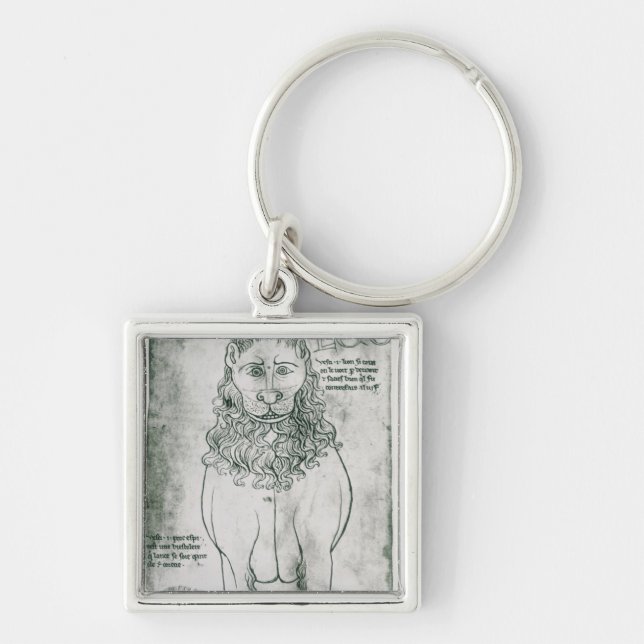 Löwe und Stachelschwein Frau-Fr 19093 fol.24v Schlüsselanhänger (Vorne)