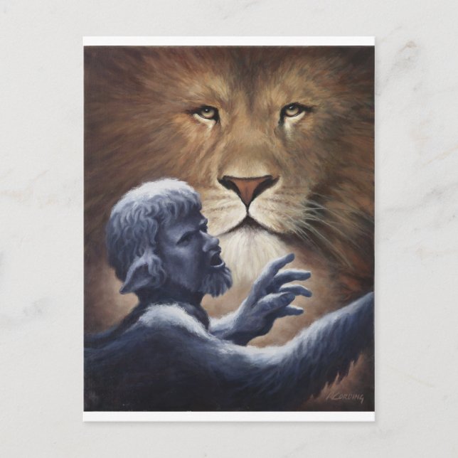 Löwe und Statue Postkarte (Vorderseite)
