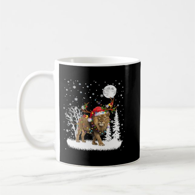 Löwe unter Mondlicht Schnee Weihnachten Pajama 317 Kaffeetasse (Links)