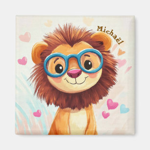 Löwe Valentinstag Herz Abzeichen Kinder Schule Magnet