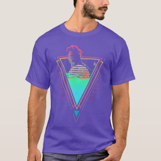 Löwe Vaporwave Synthwave 90er 80er Sonnenuntergang T-Shirt